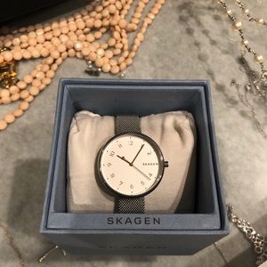 Skagen Watch new in box silver with gold numbers